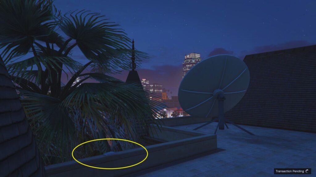 The LD Organics Product next to a satellite dish and a small palm tree near the Epsilon Center.