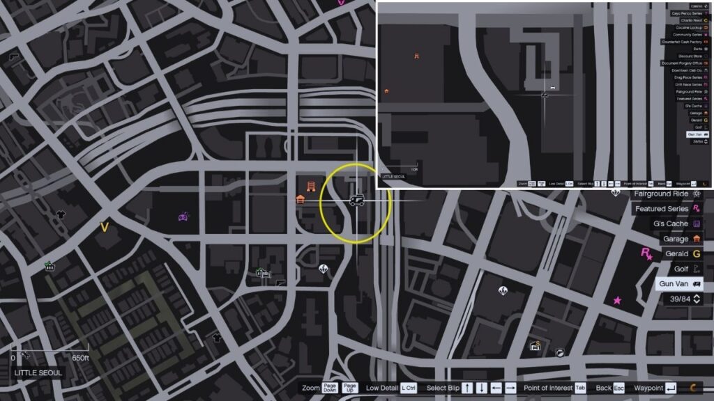 In-game GTA Online Karte des Gun Van.