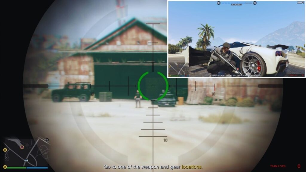 Du benutzt einen Heavy Sniper Mk II in GTA Online, um das Merryweather-Personal, das auf dem Sandy Shores Airfield patrouilliert, zu töten.