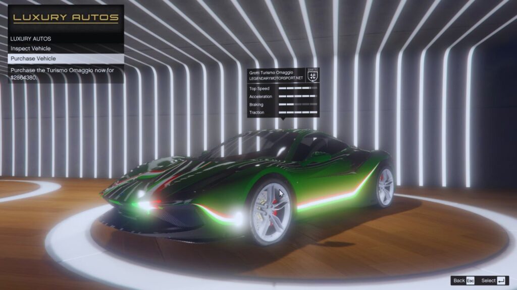 The Grotti Turismo Omaggio in GTA Online Weekly Event.