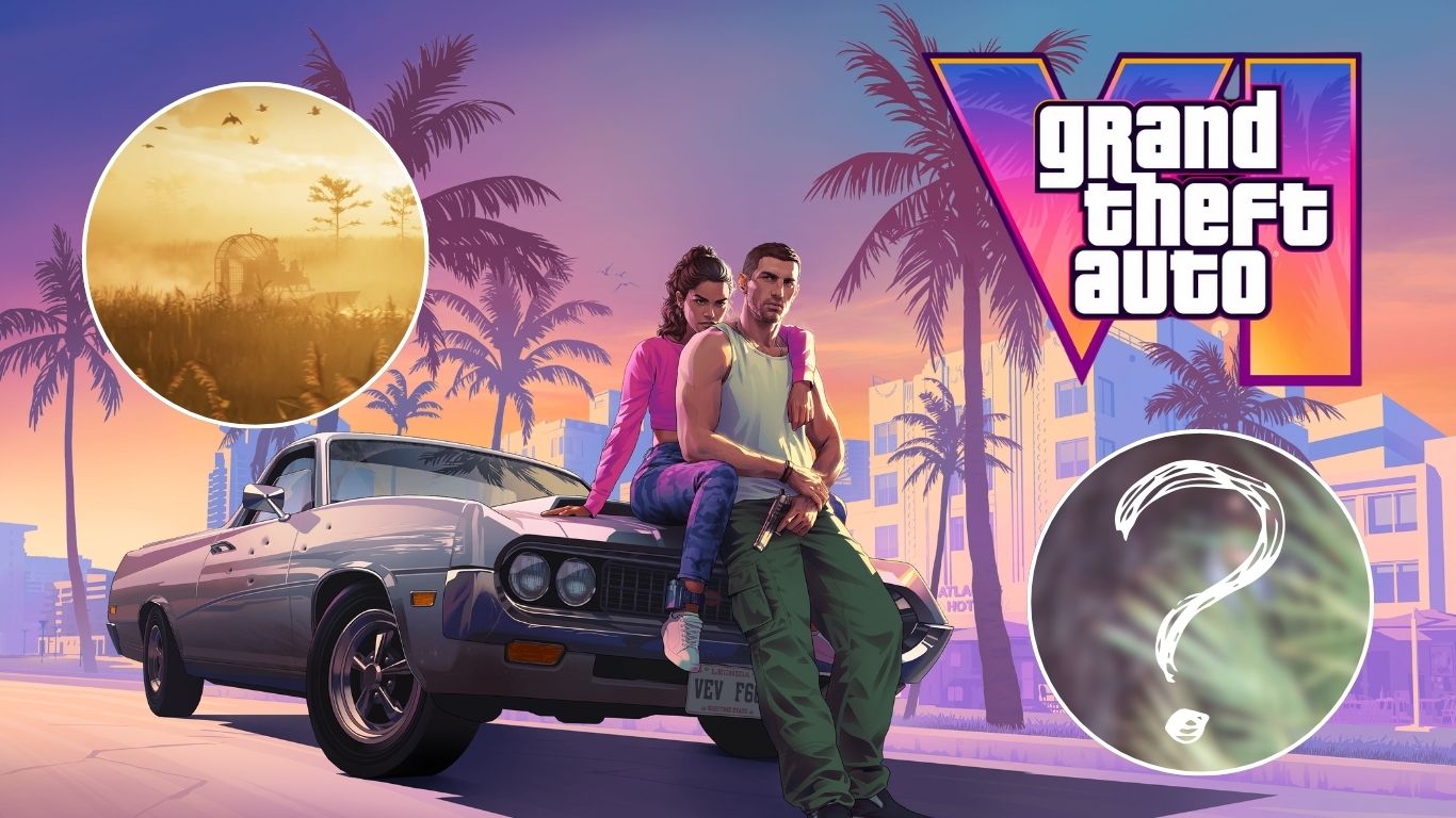 The official GTA 6 poster with Lucia and Jason in the background.