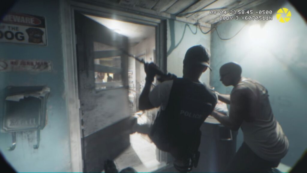 Two armed men breaching a lockup in GTA 6.